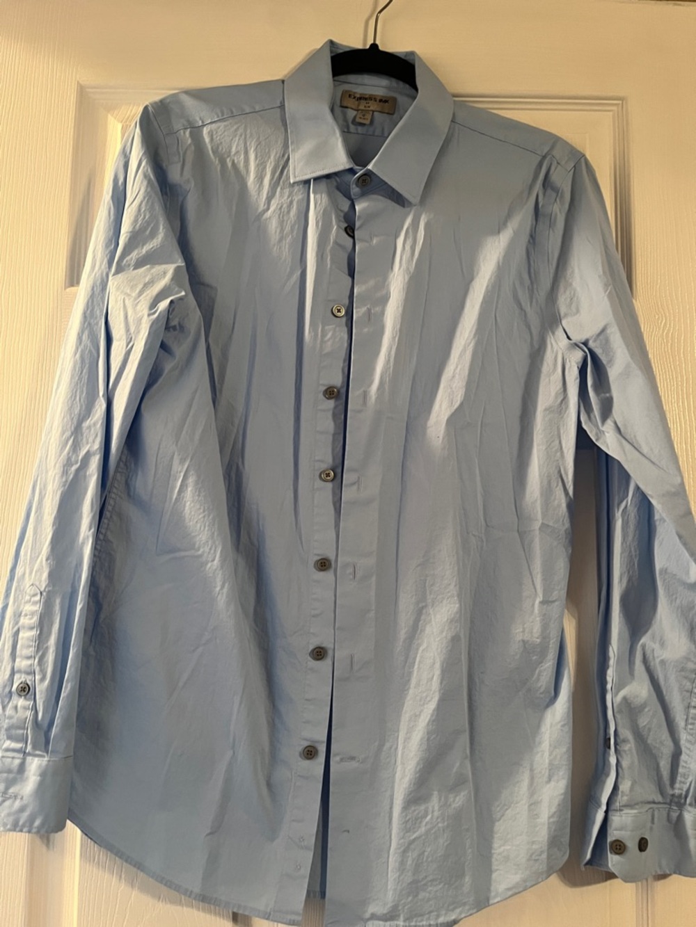 Express Light Blue Men's Dress Shirt - Solid Button-Up 15-15 1/2